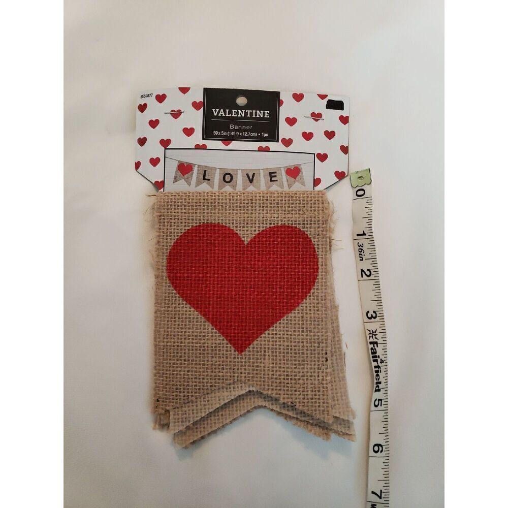 Valentine " LOVE" Banner Canvas and Hearts NWT